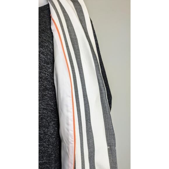 Talbots Gray White Striped Woven Cotton Blend Lined Blazer Vest Size 16 Petite - Picture 7 of 11